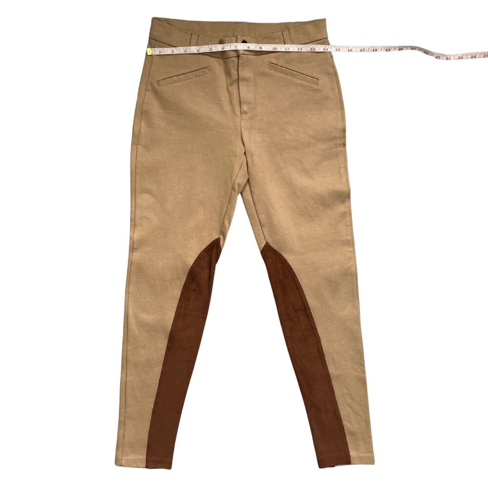 Zara Equestrian Riding Pants Brown Patch Quiet Luxury Preppy Chic Size Medium - Picture 4 of 14